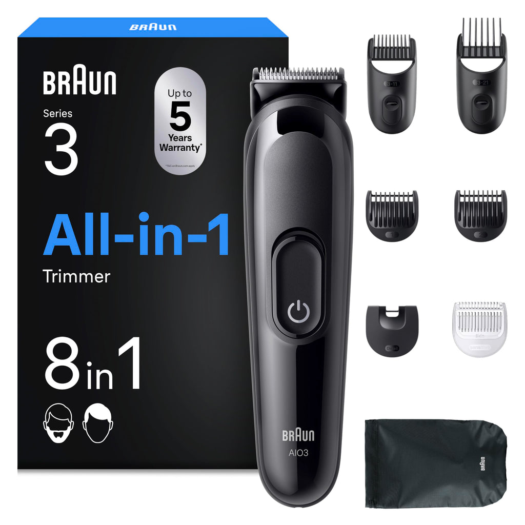 HerrenLux All-in-One Series 3, 8-in-1 Multigroom, Barttrimmer, Haarschneider, AIO3545, Schwarz
