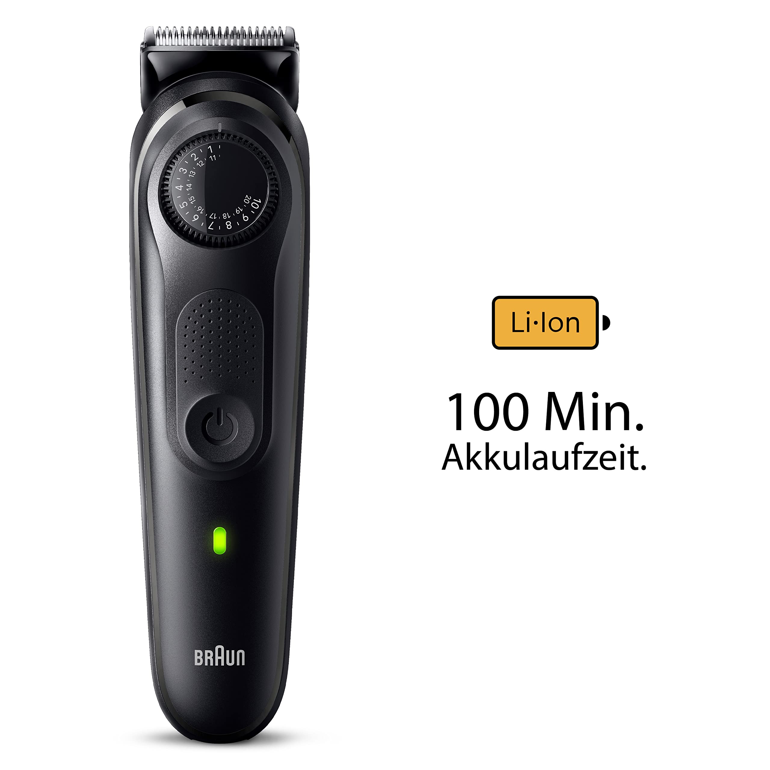 HerrenLux Barttrimmer Series 5, Elektrischer Bartschneider Herren mit 5 Zubehörteile, BT5430, Schwarz