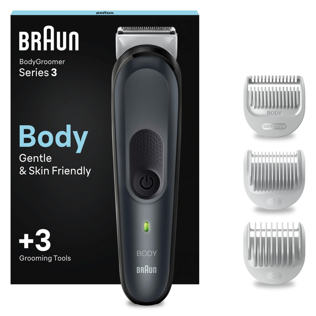 HerrenLux Pro Series 3, Elektrischer Körperrasierer Herren mit 3 Zubehörteile, BG3340, Schwarz/Grau