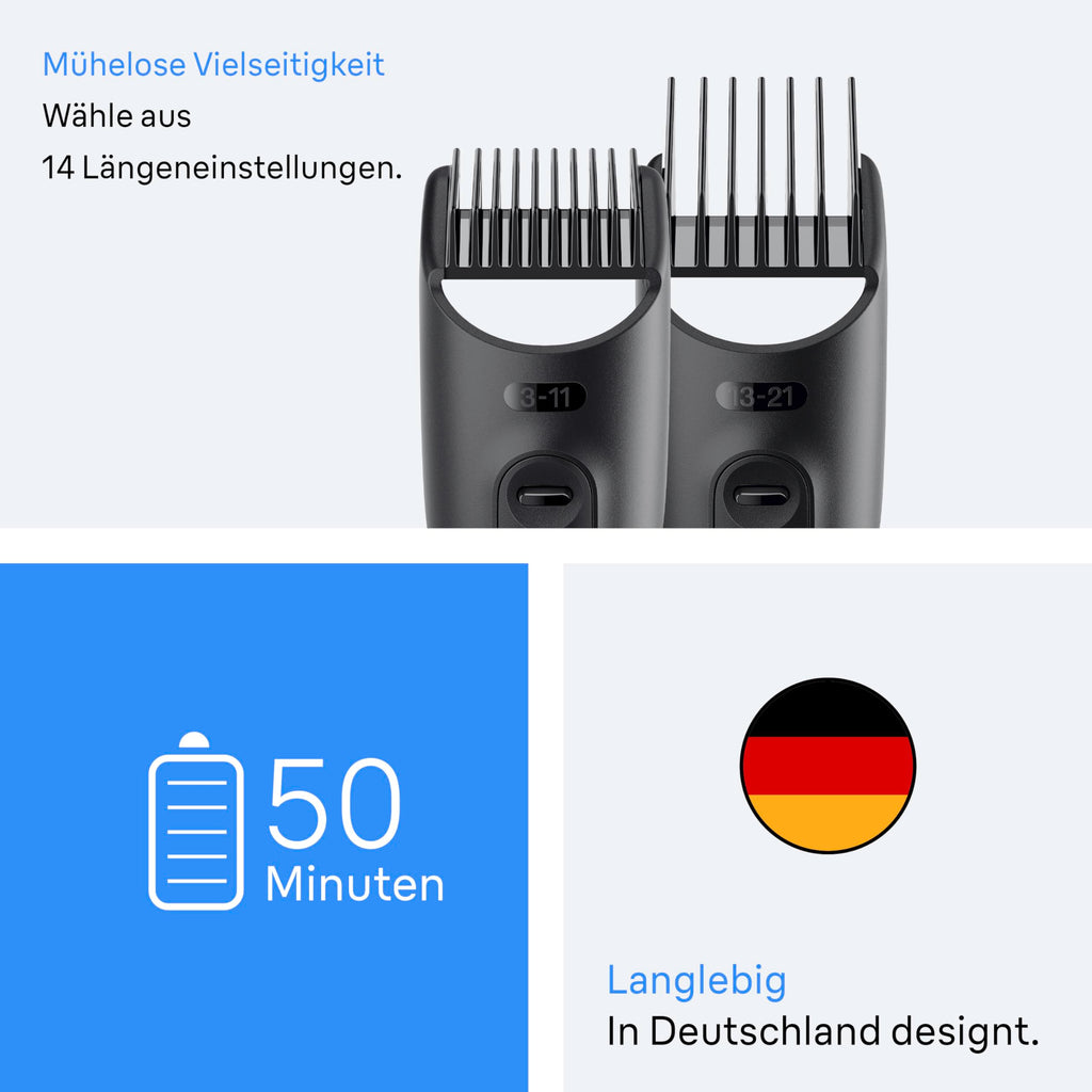 HerrenLux All-in-One Trimmer-Set 3, 11-in-1 Multigroom, Barttrimmer, Nasenhaartrimmer, AIO3565, Grau