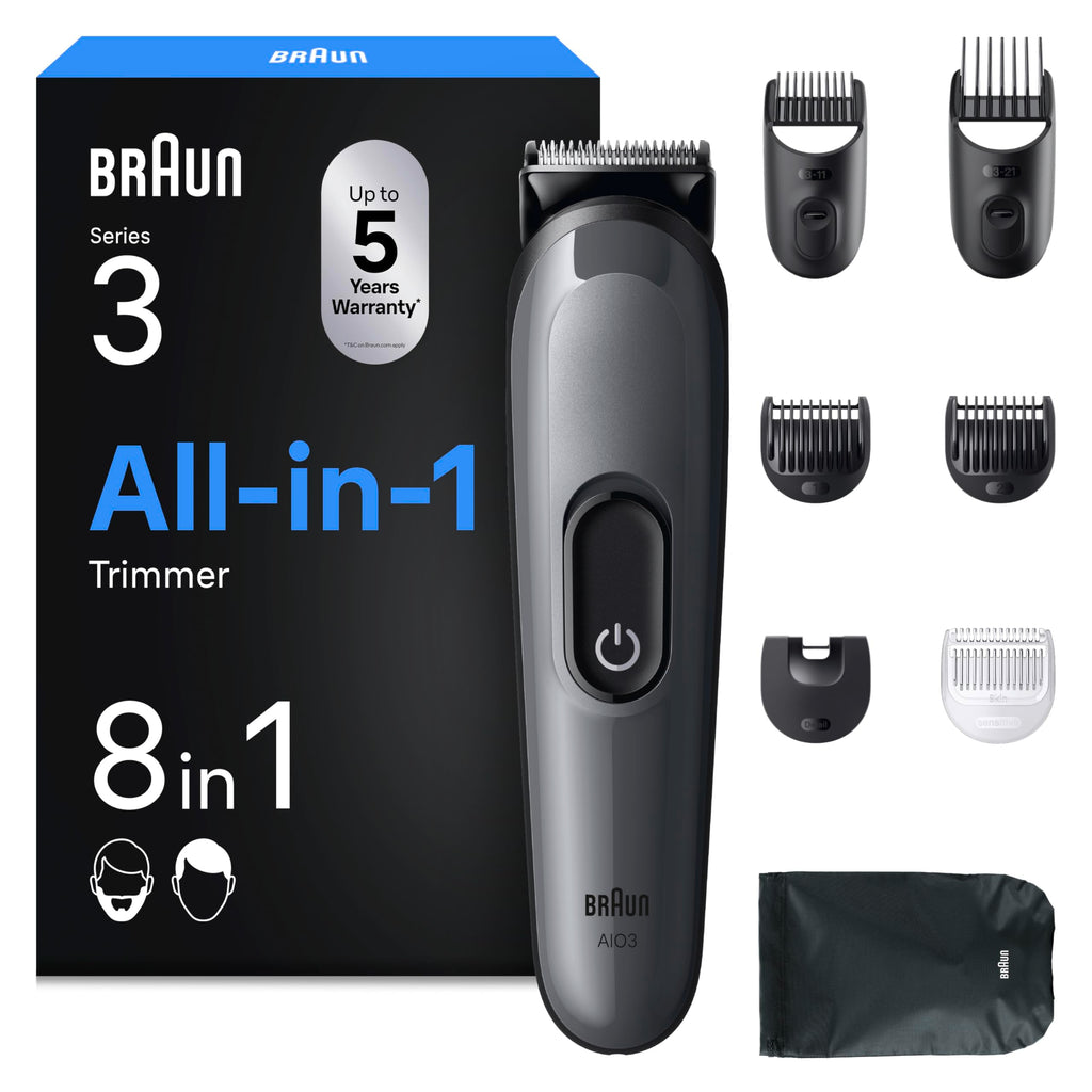 HerrenLux All-in-One Trimmer-Set 3, 8-in-1 Multigroom, Barttrimmer, AIO3540, Grau