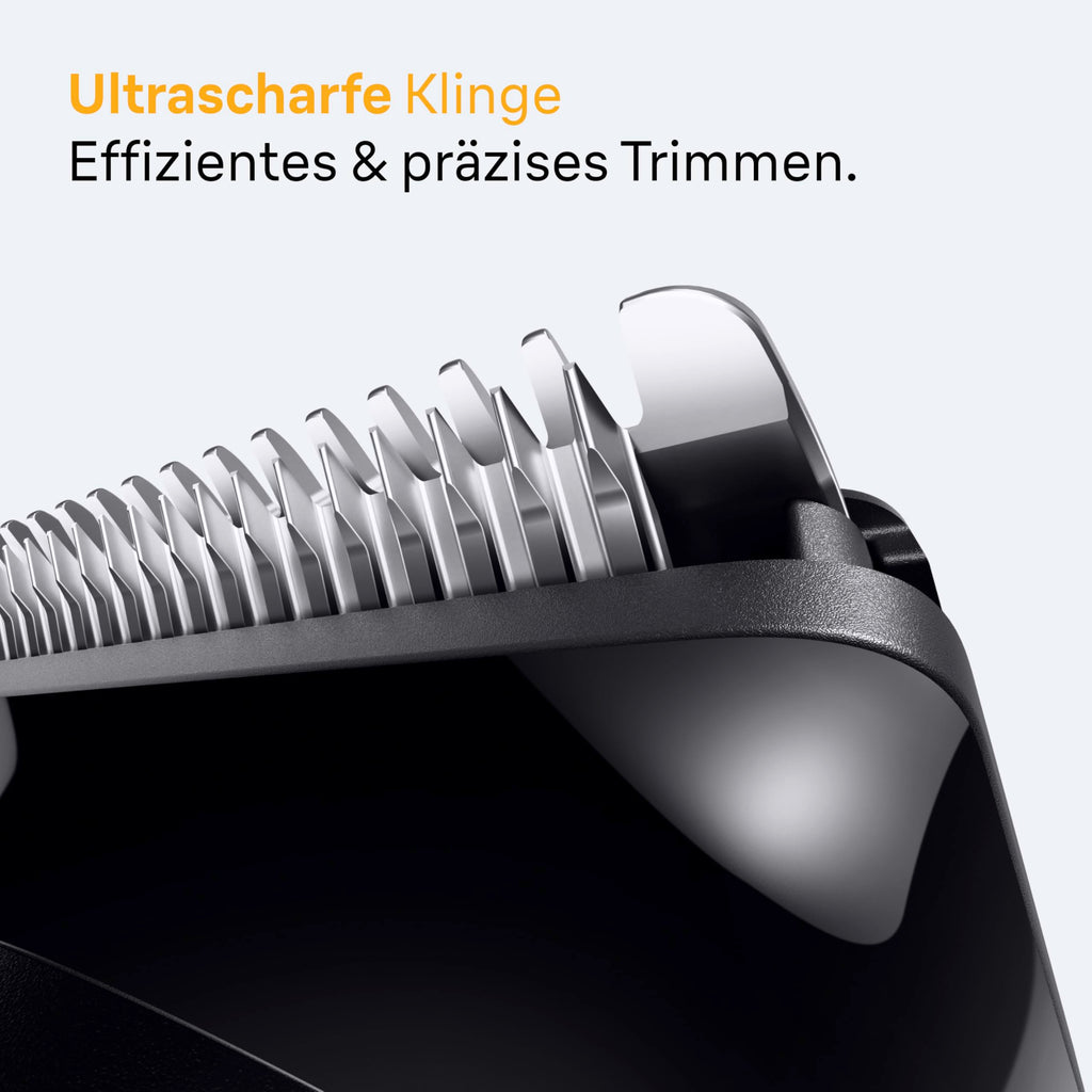 HerrenLux Barttrimmer Series 5, Elektrischer Bartschneider Herren mit 4 Zubehörteile, Ultrascharfe Klinge, BT5520, Schwarz