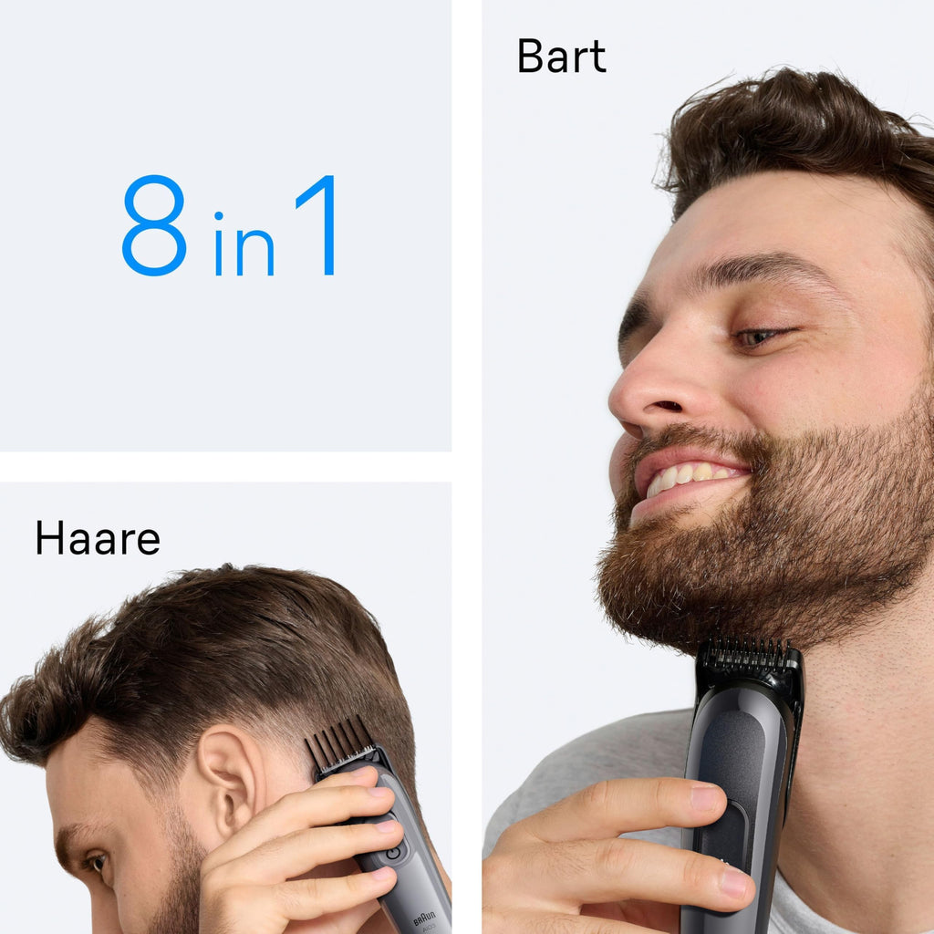 HerrenLux All-in-One Trimmer-Set 3, 8-in-1 Multigroom, Barttrimmer, AIO3540, Grau