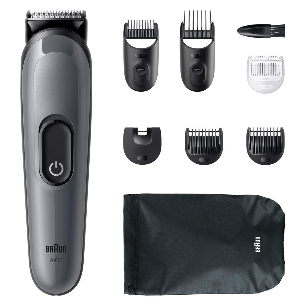 HerrenLux All-in-One Trimmer-Set 3, 8-in-1 Multigroom, Barttrimmer, AIO3540, Grau