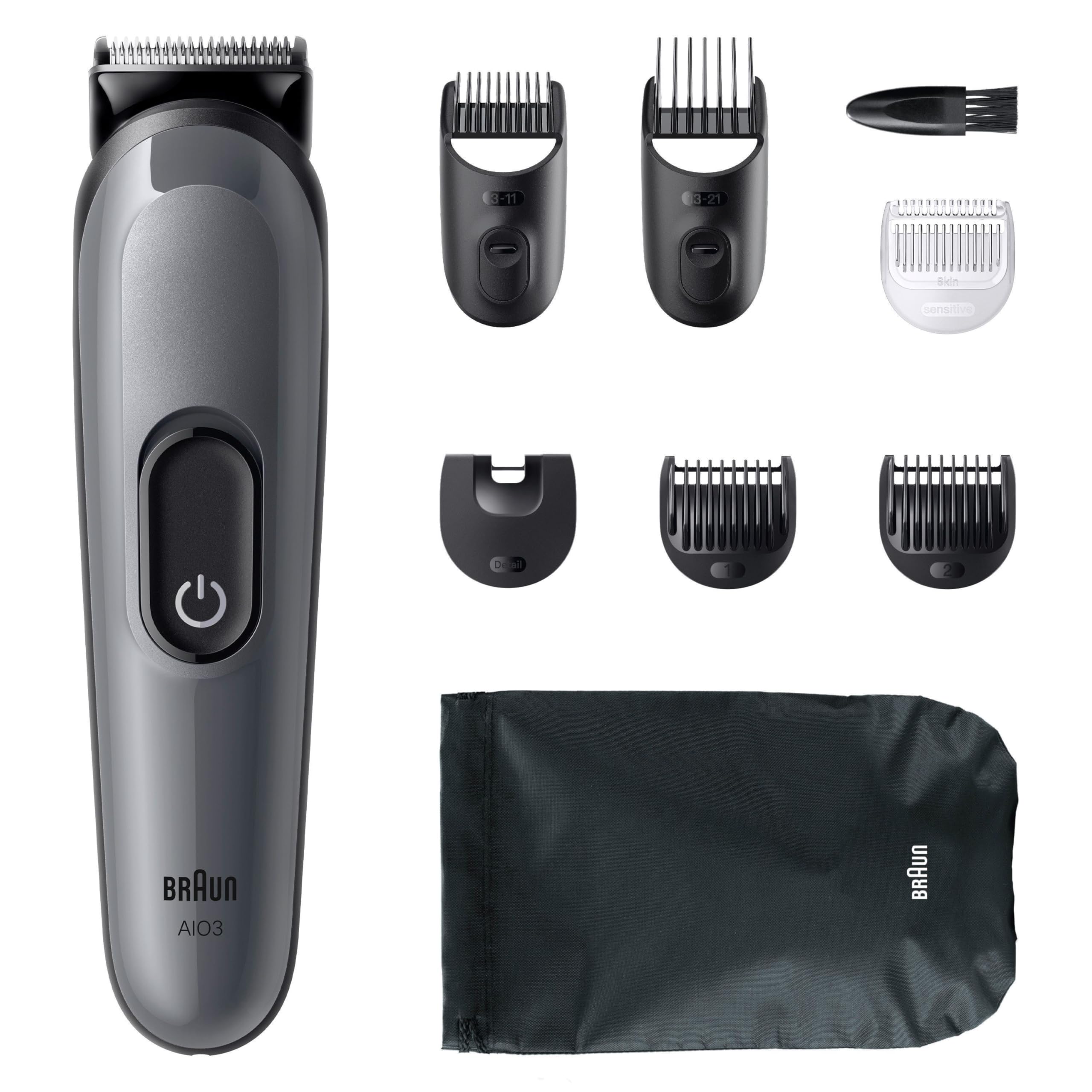 HerrenLux All-in-One Trimmer-Set 3, 8-in-1 Multigroom, Barttrimmer, AIO3540, Grau