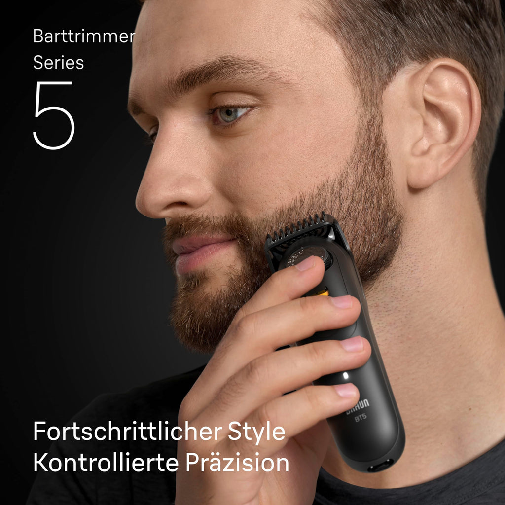 HerrenLux Barttrimmer Series 5, Elektrischer Bartschneider Herren mit 4 Zubehörteile, Ultrascharfe Klinge, BT5520, Schwarz