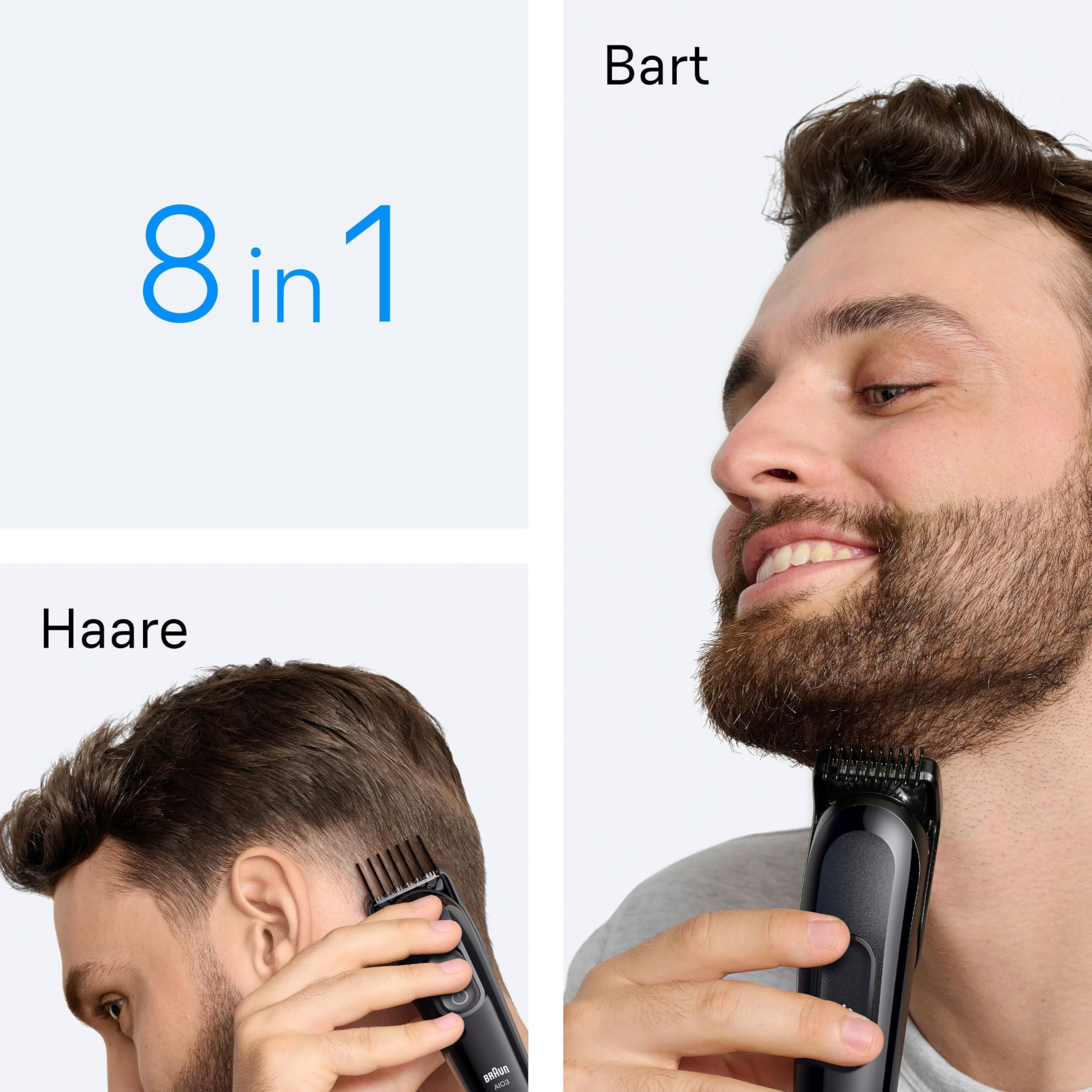 HerrenLux All-in-One Series 3, 8-in-1 Multigroom, Barttrimmer, Haarschneider, AIO3545, Schwarz
