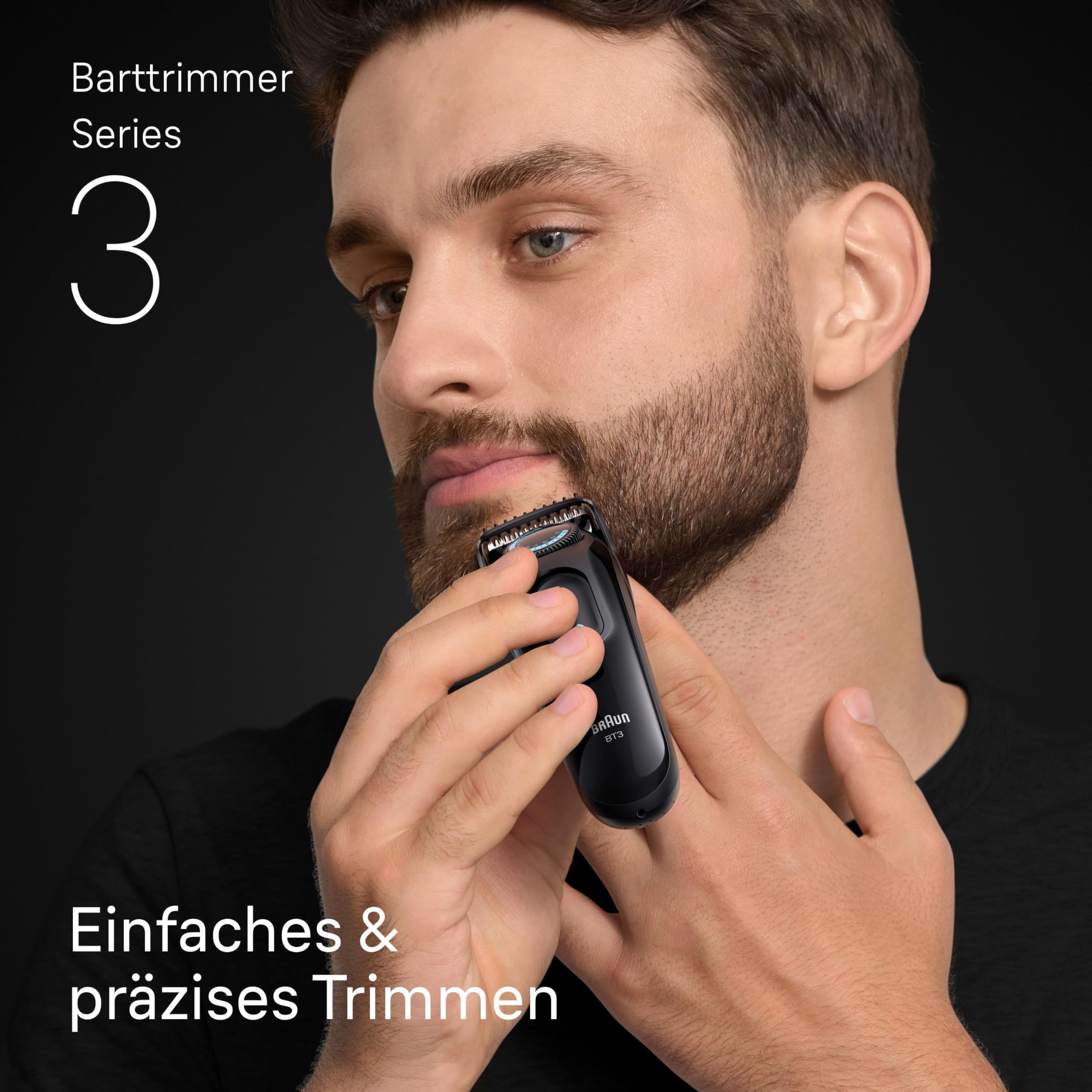 HerrenLux Barttrimmer Series 3, Elektrischer Bartschneider Herren, 6 Zubehörteile, BT3565, Schwarz/Blau