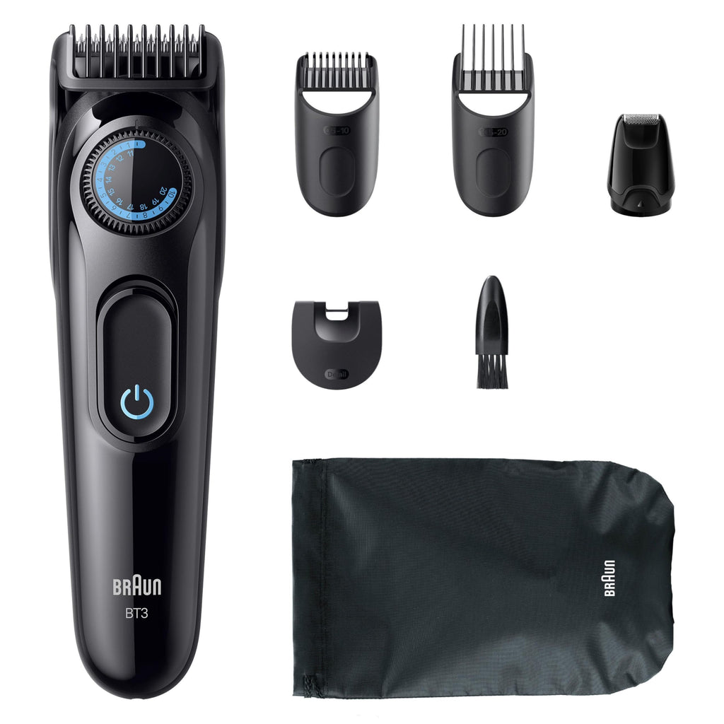 HerrenLux Barttrimmer Series 3, Elektrischer Bartschneider Herren, 6 Zubehörteile, BT3565, Schwarz/Blau