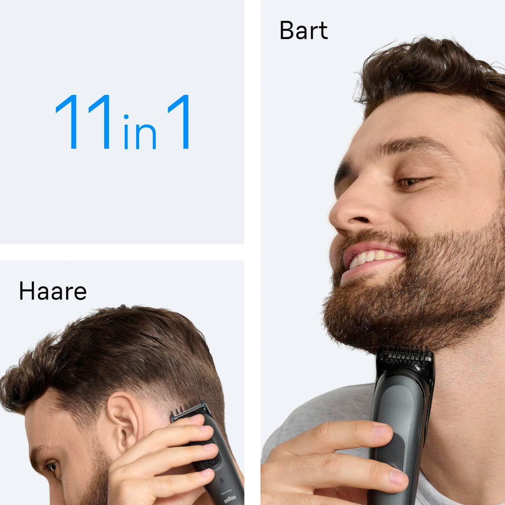 HerrenLux All-in-One Trimmer-Set 3, 11-in-1 Multigroom, Barttrimmer, Nasenhaartrimmer, AIO3565, Grau
